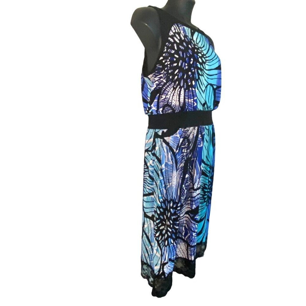 Ruby Rd. Blue Sleeveless Dress With Lace Trim size L - Picture 6 of 10